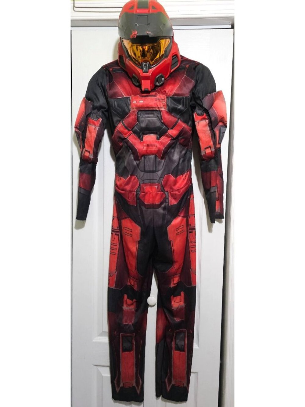 Halo Infinite Red Spartan Muscle Costume Boys 14-16 Mask Boys Halloween Gaming